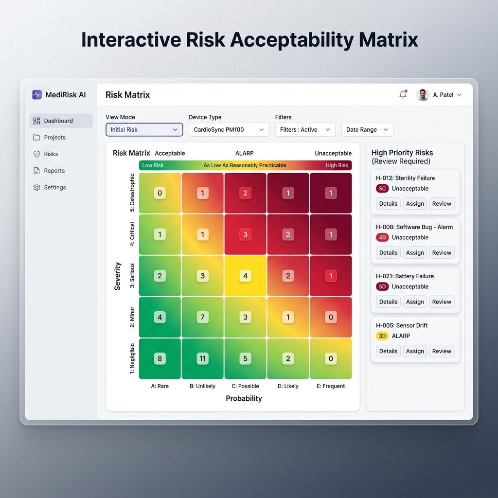 MedMI Interactive 5x5 Risk Acceptability Matrix